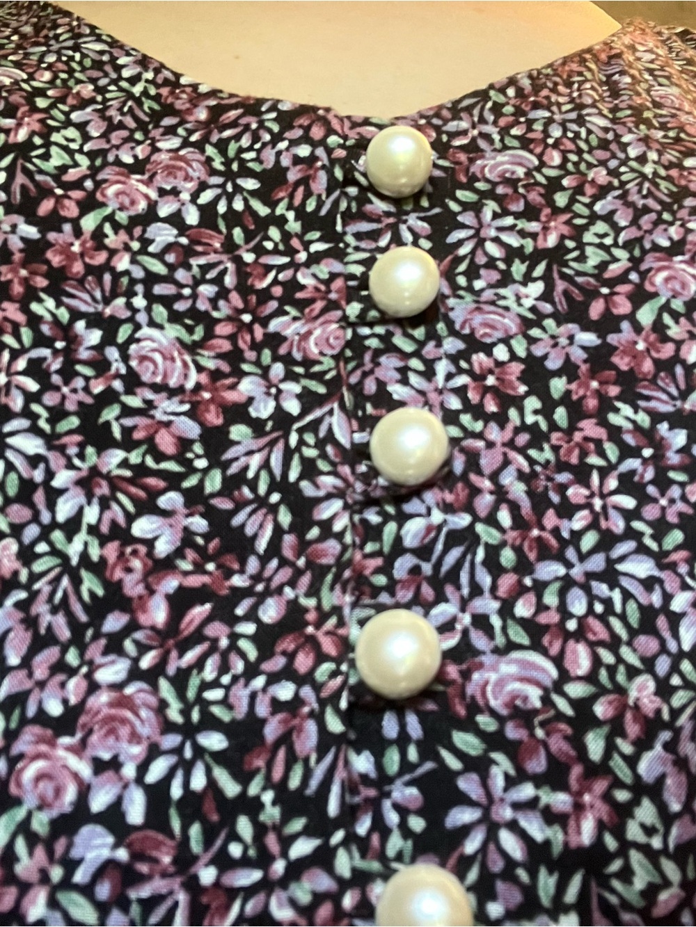 Paris Sport Club 90's Floral Button Front Maxi Dress Purple & Green Ditsy Floral - Picture 7 of 15